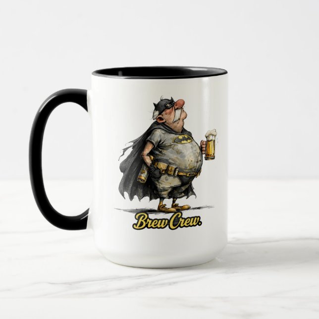 Caneca Brew Crew Beer Superhero Funny Tee (Esquerda)