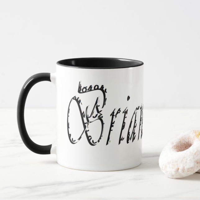 Caneca Brian, Nome Logotipo Cursivo, Combo Coffee Mug (Com Donut)