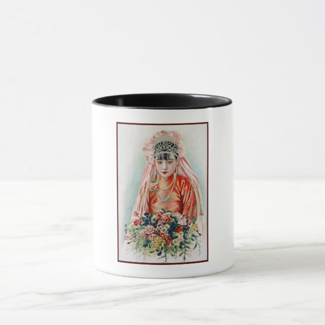 Caneca Bride in Chinese Red Wedding Shanghai Yuefenpai (Centro)