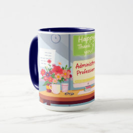 Caneca Bright Admin Day Thank You Desk Illustration