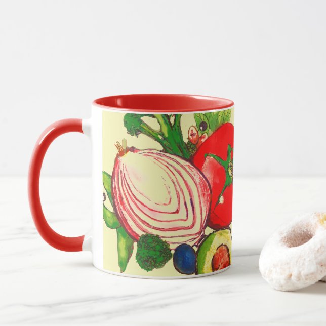 Caneca Bright Colors Vegetables Art  (Com Donut)
