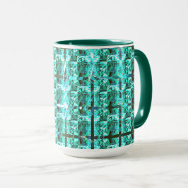Caneca Brilhante azul claro, quadrados ou dentro de image