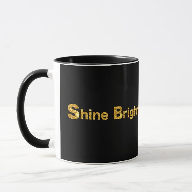 Caneca Brilho brilhante - estilo ouro e prata (Esquerda)