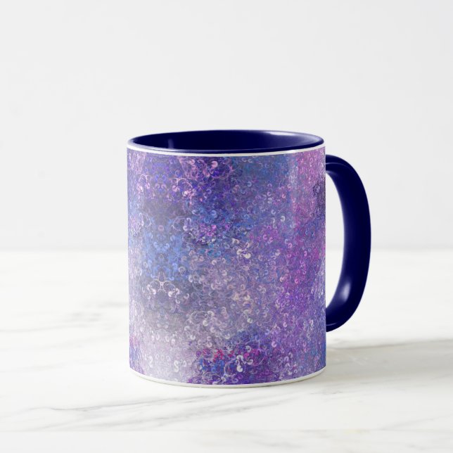 Caneca Brilho de Lantejoulas Rosa e Roxo (Frente Esquerda)