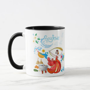 Caneca Brilho do ano novo tailandês preto e branco