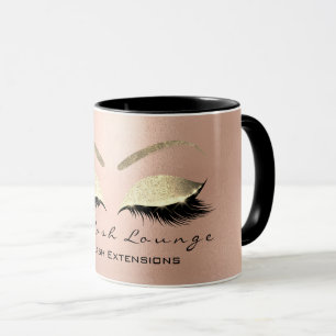 Caneca Brilho Dourado cor-de-rosa do estúdio da beleza d
