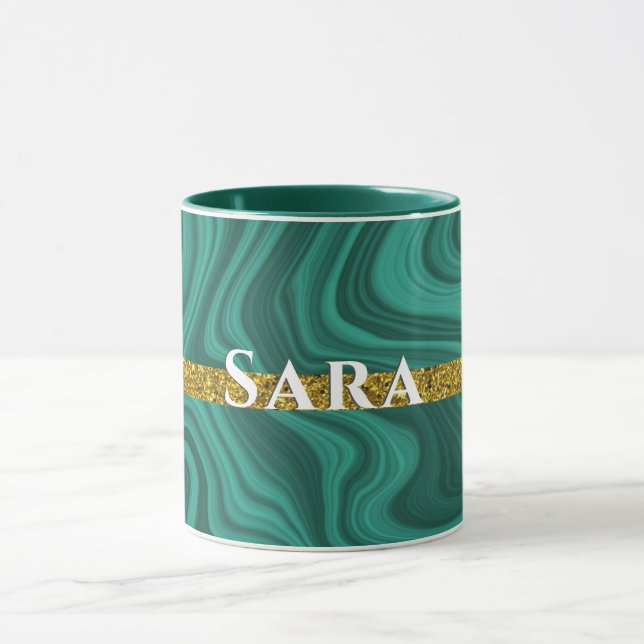 Caneca brilho dourado elegante e personalizado (Centro)