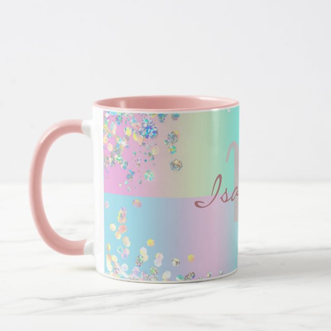 Caneca Brilho Holográfico de Unicórnio (Esquerda)