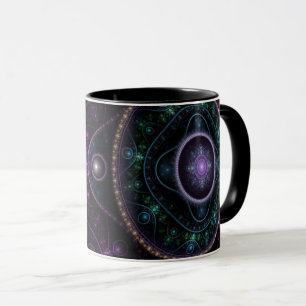 Caneca Brilho Teal Roxo Preto Abstrato Mágico