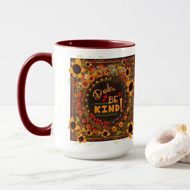 Caneca Brincadeira, Cara, Seja gentil Inspirividade (Com Donut)