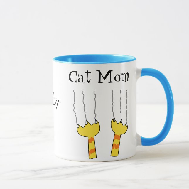 Caneca Brincalhão engraçado da mamã do gato dos riscos de (Direita)