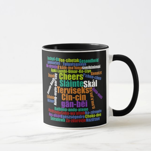 Caneca Brinde Colorida de Saúde em Muitos Idiomas Nuvem d (Direita)