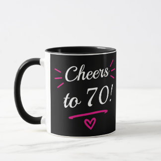 Caneca Brindemos aos 70 Aniversário Engraçado Rosa Marcan