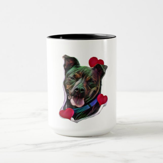 Caneca Brindle Pit Bull Staffordshire Heart (Centro)