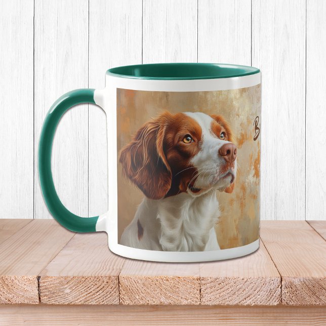 Caneca Brittany Dog Paint Impressionista (Criador carregado)