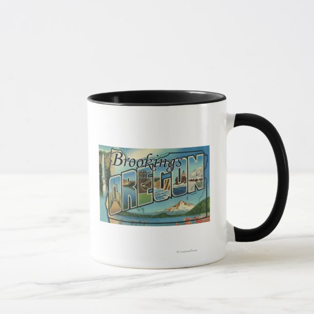 Caneca Brookings, Oregon - Cenas com Letras Grandes (Direita)