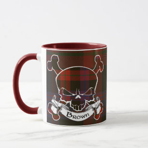 Caneca Brown Tartan Skull Mug