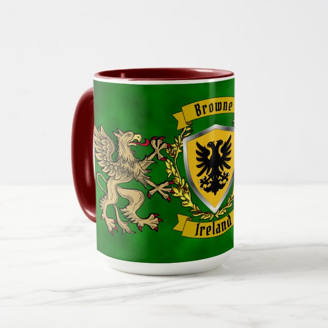 Caneca Browne Irish Shield & Griffins Personalizados (Frente Esquerda)