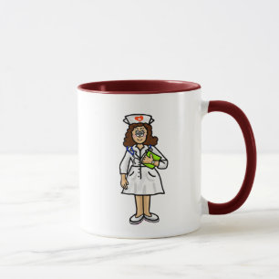 Caneca Brunette Female Enfermeira Mug, Adicione Nome!
