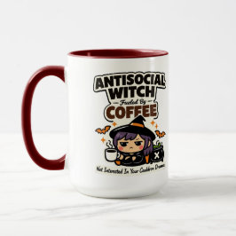 Caneca Bruxa Antissocial Energizada por Café Grande Hallo