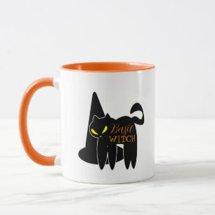 Caneca Bruxa Básica Halloween Gato Preto