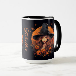 Caneca Bruxa Bonita com o Nome Halloween