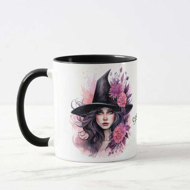 Caneca Bruxa Bonita do Halloween Personalizada (Esquerda)