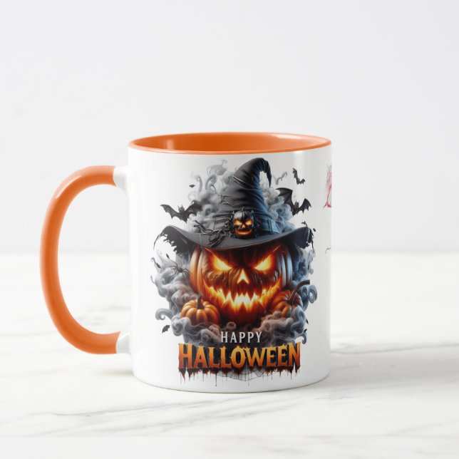 Caneca Bruxa da Abóbora Sinistra - Feliz Halloween (Esquerda)