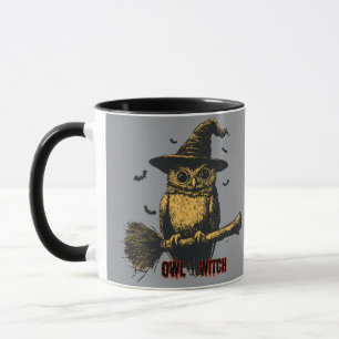 Caneca Bruxa de Coruja Assustadoramente Fofa Café de Hall