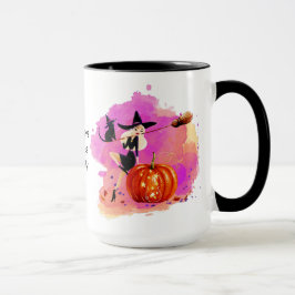 Caneca Bruxa de Halloween Atrevida Com Gato