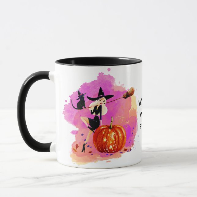 Caneca Bruxa de Halloween Sassy com Gato (Esquerda)