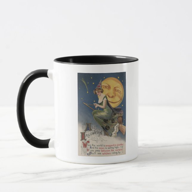 Caneca Bruxa de Saudação de Halloween no Voo (Esquerda)