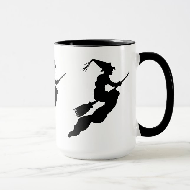 Caneca Bruxa em Voo na Silhueta Broom (Direita)