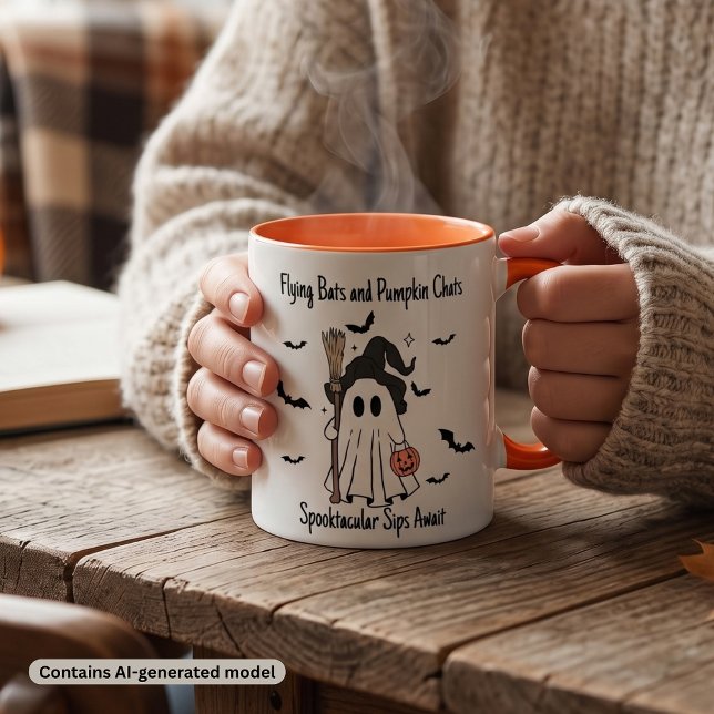 Caneca Bruxa Fantasma Fofa de Halloween (Criador carregado)