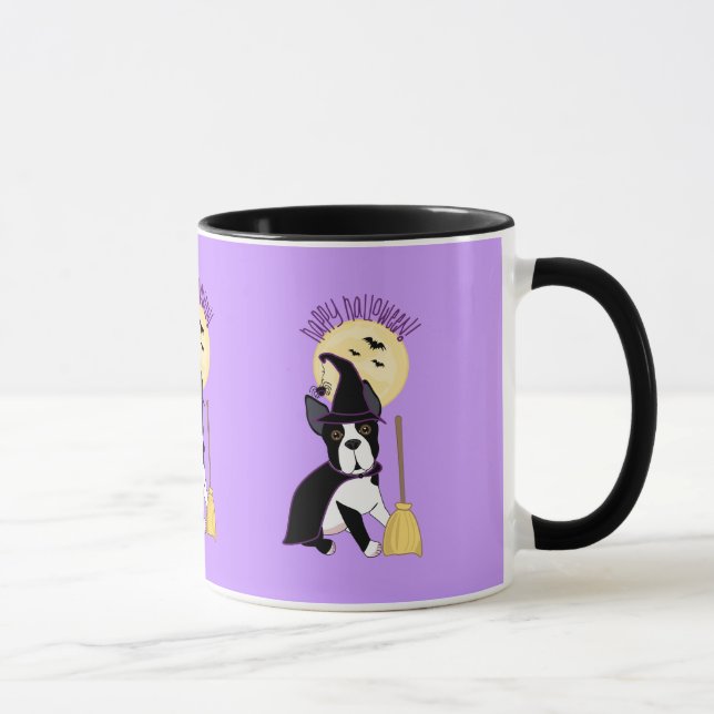 Caneca Bruxa feliz do Dia das Bruxas Boston Terrier (Direita)