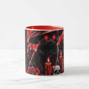 Caneca Bruxa Gótica Gato Preto Halloween Caveira Vela Des