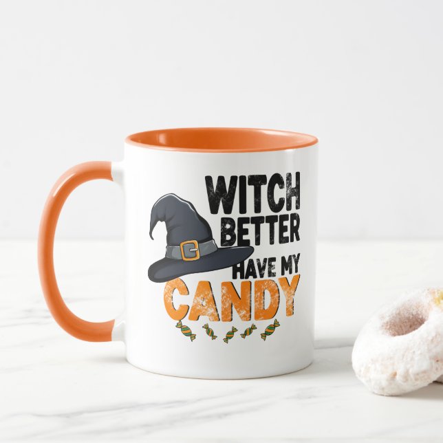 Caneca Bruxa Melhor Ter Meu Halloween De Doces  (Com Donut)