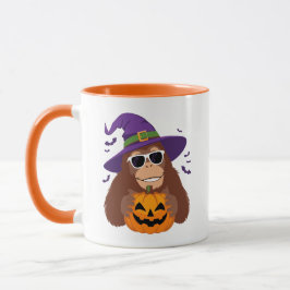 Caneca Bruxa Pé-Grande com Abóbora de Halloween