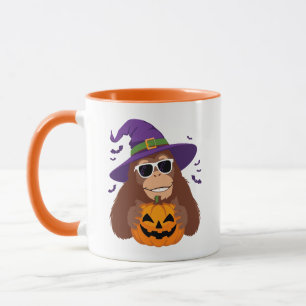 Caneca Bruxa Pé-Grande com Abóbora de Halloween