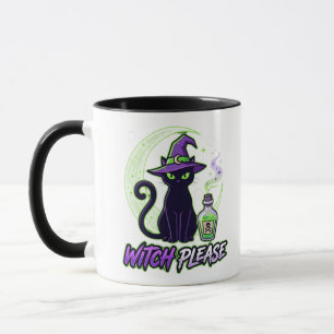 Caneca Bruxa, Por Favor Gato Preto Halloween Vibrações de