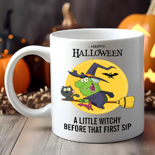 Caneca Bruxa Vassoura Gato Halloween