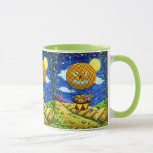 CANECA BRUXAS, GATO PRETO NO HUMOR DE ARTE FOLK DE BALÃO