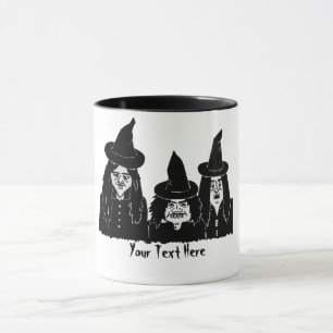 Caneca bruxas pretas engraçadas assustadoras do hallowee