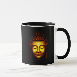 Caneca Buda Dourada e Preta sorridente