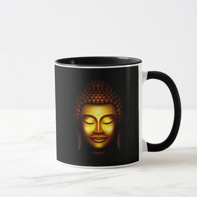 Caneca Buda Dourada e Preta sorridente (Direita)