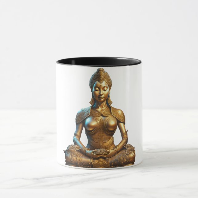 Caneca Buddha Meditation Geschenk Zen Gold Religion Indie (Centro)