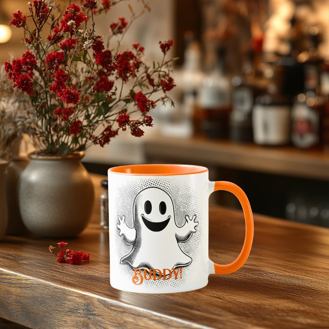 Caneca Buddy Ghost Mug - Víblias de Halloween divertidas  (Criador carregado)