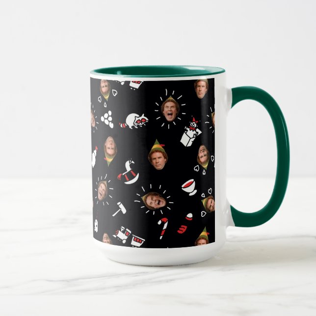 Caneca Buddy o Elfo Padrão Doodle Preto (Direita)