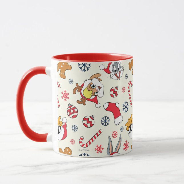 Caneca BUGS BUNNY™, DAFFY DUCK™ & Lola Padrão de Natal (Esquerda)