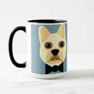 Caneca Buldogue francês com azul-bolha